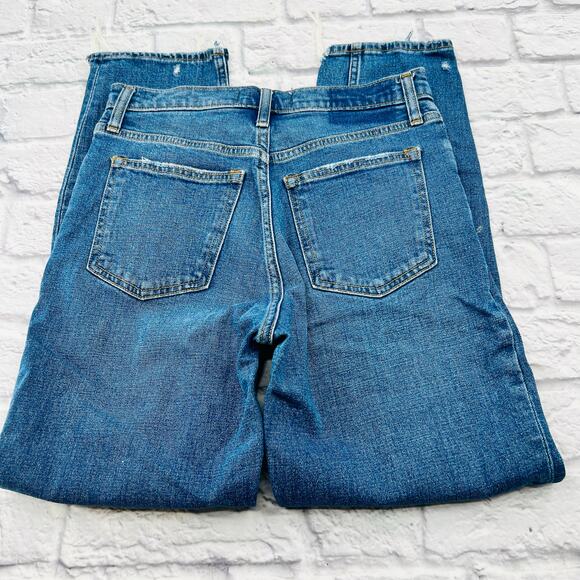 ABERCROMBIE & FITCH The Mom High Rise Jeans Size 2/26 Blue Distressed Denim - Picture 10 of 10